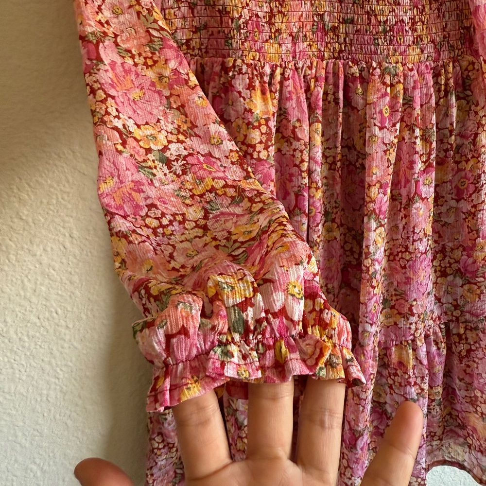 Crystal Doll Pink Ruched Ruffled Sundress-Size S - Picture 2 of 10
